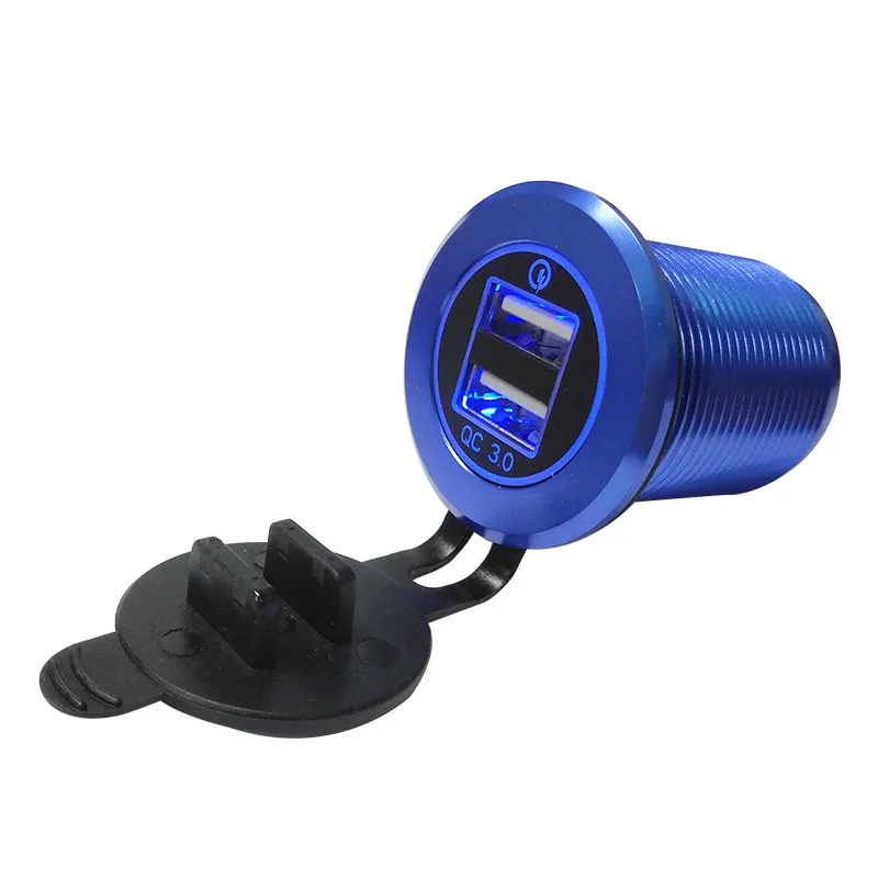 DIY QC 3,0 Автомобильное зарядное устройство Quick Charge 3,0 адаптер с двумя usb-портами 35 Вт для мобильных устройств 7075 корпус из авиационного алюминия синий светильник - Название цвета: Blue Blue