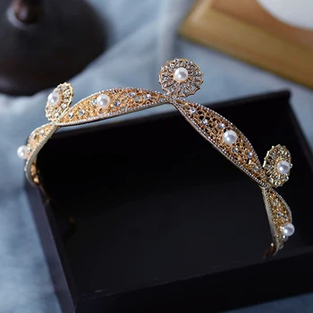 

Retro Baroque Bridal Tiara Crowsn Crystal Brides Head Wear Wedding Hair Accessories Party Headbands