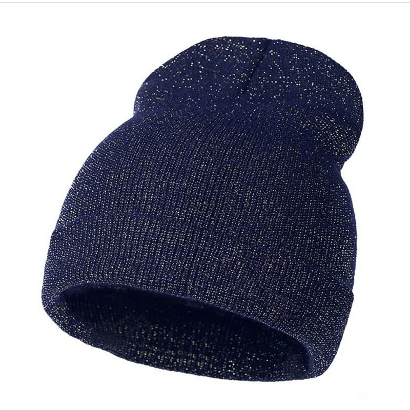 CHINGYUN новая уличная шапка для мужчин и женщин, Модная вязаная шерстяная шапка с толстым ворсом, зимняя теплая уличная цветная шерстяная шапка - Цвет: Blue--gold-line