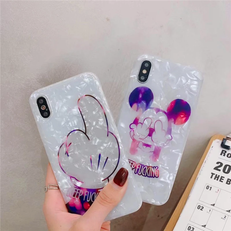 

Hot Middle finger Minnie Mouse Soft silicon phone case for iphone 6 6S S plus 7 7plus 8 8plus X XS XR MAX shell cover coque capa