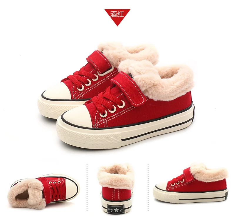 Babaya bottines fille/детские зимние ботинки для мальчиков и девочек; зимняя теплая обувь на меху; детские ботинки для мальчиков; парусиновая обувь; кроссовки для маленьких девочек