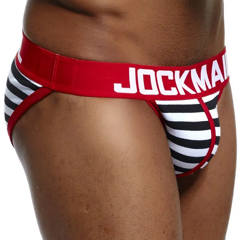 

JOCKMAIL brand mens bikini underwear cotton striped sexy men briefs U Convex calzoncillos hombre slips cueca gay men Underpants