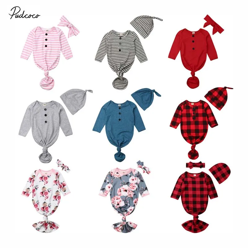 

2019 Brand 11 Colors Baby Sleeping Bags Newborn Infant Blanket Swaddle Wrap Gown 2PCS Outfits Set Autumn Striped/Plaid/Floral