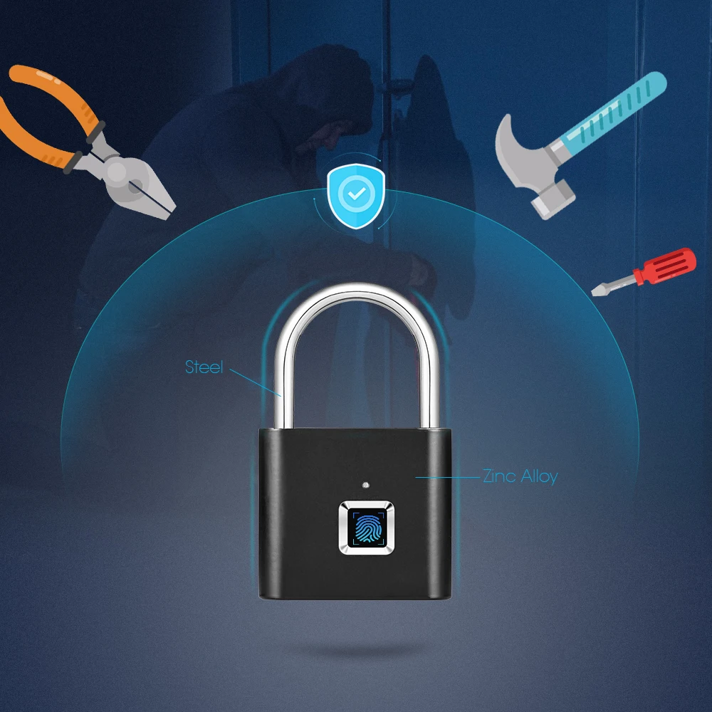 Золотой Интеллектуальный USB Перезаряжаемый дверной замок с защитой от отпечатков пальцев, замок для быстрой разблокировки, Многофункциональное использование
