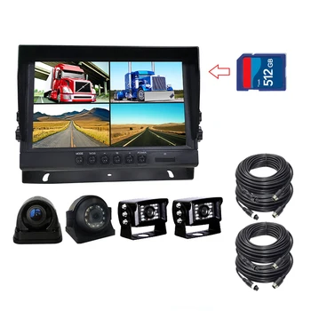 

TEXOSA AHD 4PIN 9" IPS 4 Split Quad LCD Screen Car Rear View Monitor Support 1080P AHD Camera with SD Card Slot Video Recording