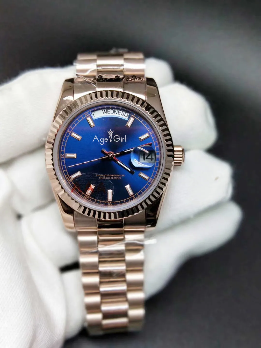 Роскошные брендовые новые мужские часы, розовое золото, кофе, черный, синий, серый, автоматические механические сапфировые часы из нержавеющей стали, 36 мм, AAA