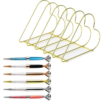 

6 Pcs Diamond Pens,Bling Metal Pens Ballpoint Pen & 1 Pcs File Organizer Newspaper Book Holder