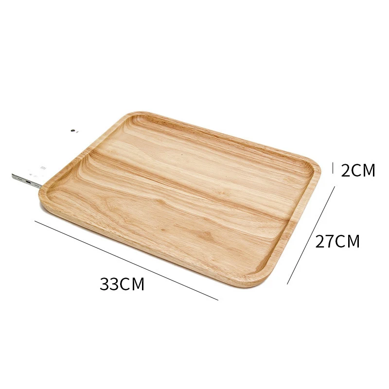 Rubber Wood Round Japanese Dinner Plate Rectangle Serving Tray Beef Steak Fruit Snack Tray Restaurant Food Cutlery Storage Plate - Цвет: 13