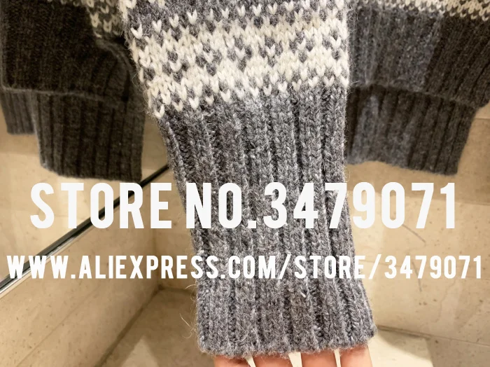 Ladies Duck Pattern V-neck Turtleneck Knit Autumn Winter High Quality Cashmere Wool Blend Casual Women's Loose Sweater