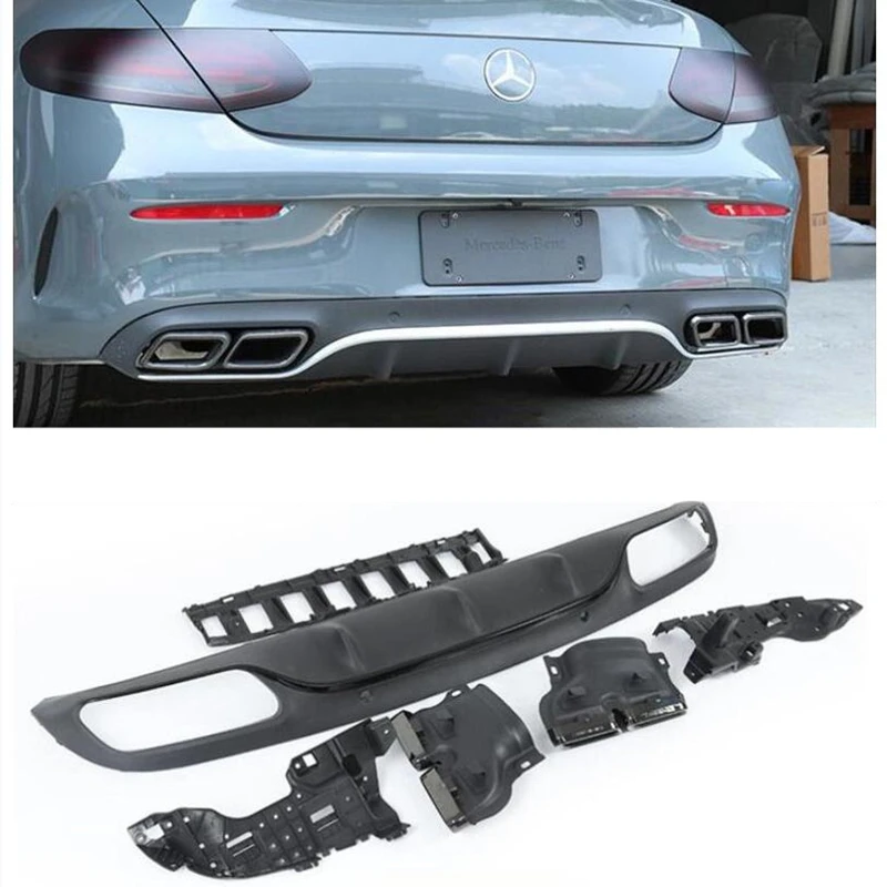 High Quality PP Rear Bumper Lip Spoiler Exhause For Mercedes Benz W205 C Class Coupe C63 C200 C260 C300 2016-2021 | Автомобили и