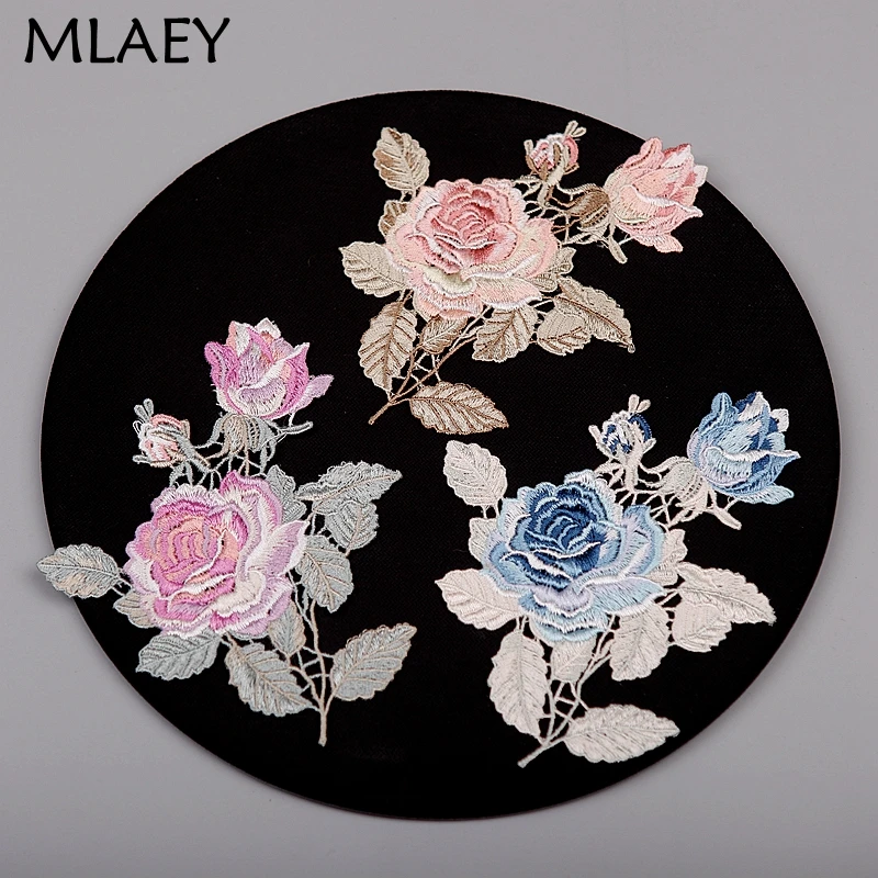 

Size-9*6.5cm(1 pair/lot) Embroidered Polyester Lace Applique Sewing Patch for Collar~Beautiful
