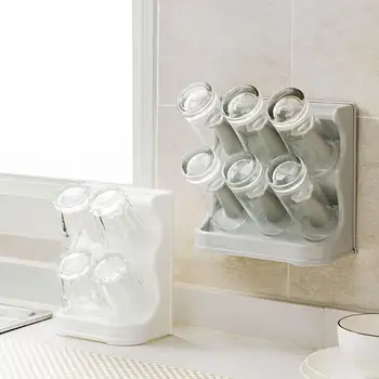 

Wall Mount Cup Storage Rack Household Plastic Cup Holder Organizer Water Cup Drying Rack Glass Shelf For 4/6 Cups Home Decor