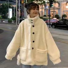 

2021 Autumn All Match Wool Thicken Coats Women Loose Casual Warm Jacket with Hood Korean Fashion Elegant Outwear Woman Jacket