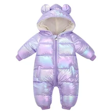 Monos de terciopelo para bebé, peleles con capucha de dibujos animados brillantes, impermeables, traje de nieve para niñas recién nacidas, abrigo para niños pequeños, ropa de invierno, novedad