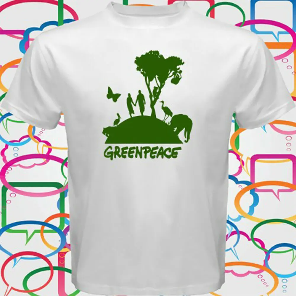 

Greenpeace Go Green Organization Symbol Logo Mens White T Shirt Size S To 3Xl