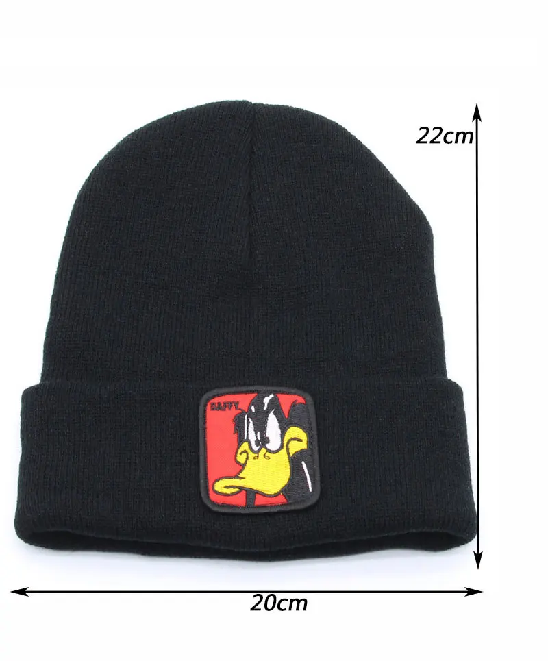 Warm Beanie Knitted Hat Cartoon Donald Embroidery Casual For Boy Girls Winter Hat Fashion Solid Unisex Cap Outdoor Skullies Caps green skully hat