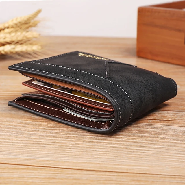Yiyang Luxury Small Men's Credit ID Card Holder Wallet Male Slim Leather Wallet with Coin Pocket Brand Designer Purse for Men Women, Adult Unisex