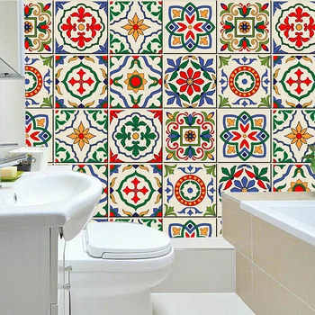 

Moroccan Style DIY Mosaic Wall Tiles Stickers Wall Sticker Kitchen Adhesive Bathroom Toilet Waterproof PVC Wallpapers Waist Line