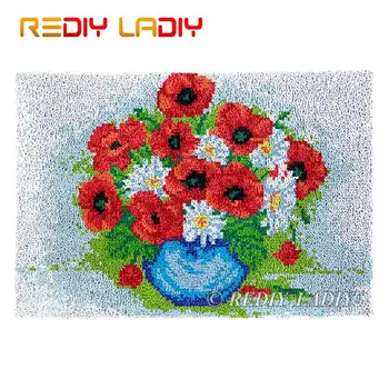 

Latch Hook Rug Poppies Daisies Chunky Yarn Tapestry Kits DIY Carpet Rug Knitted Floor Mat Crochet Cushion Arts & Crafts 85*58cm