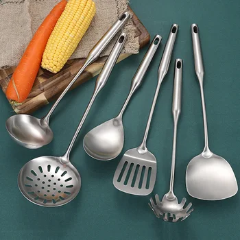 

6/7Pcs Kitchen Utensils Set, 18/8 Stainless Steel Cooking Tools Set Cookware Set, Turner/Soup Ladle/Strainer/Pasta Server