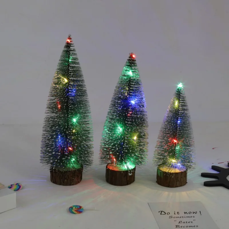1 шт. Мини Рождественская елка маленький кедр настольная Рождественская елка светодиодный светящаяся Рождественская елка для новогоднего украшения дома