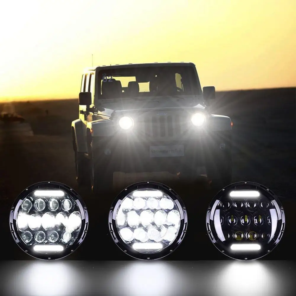 

7 inch LED motorcycle headlight For lada niva 4x4 suzuki samurai LED DRL 75 WHeadlamps with Halo Ring Turn Signal Jeep Wrangler