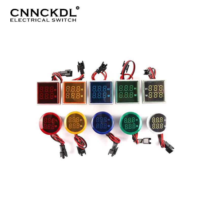 

22MM Led Round Square Digital Timer Meter 0-60 minute/0-999hour AC 220V-380V Mini Signal Light hour meter Panel mounting