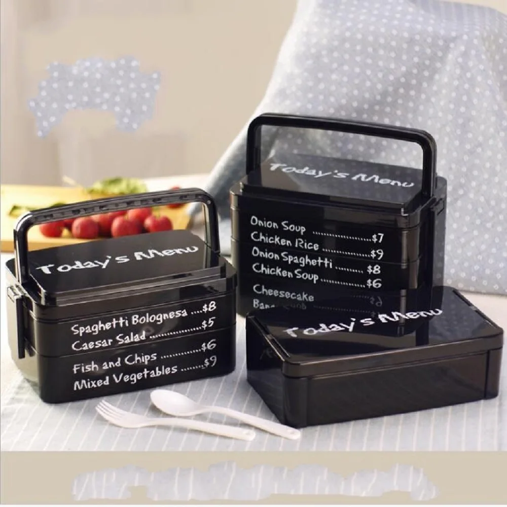 Lunch Box Double Layer Portable Bento Box Microwaveable Food Container With Compartments Black Lunchbox Leakproof Bpa Free Lunch Box Double Layer Portable Bento Box Microwaveable Food Container With Compartments Black Lunchbox Leakproof Bpa Free
