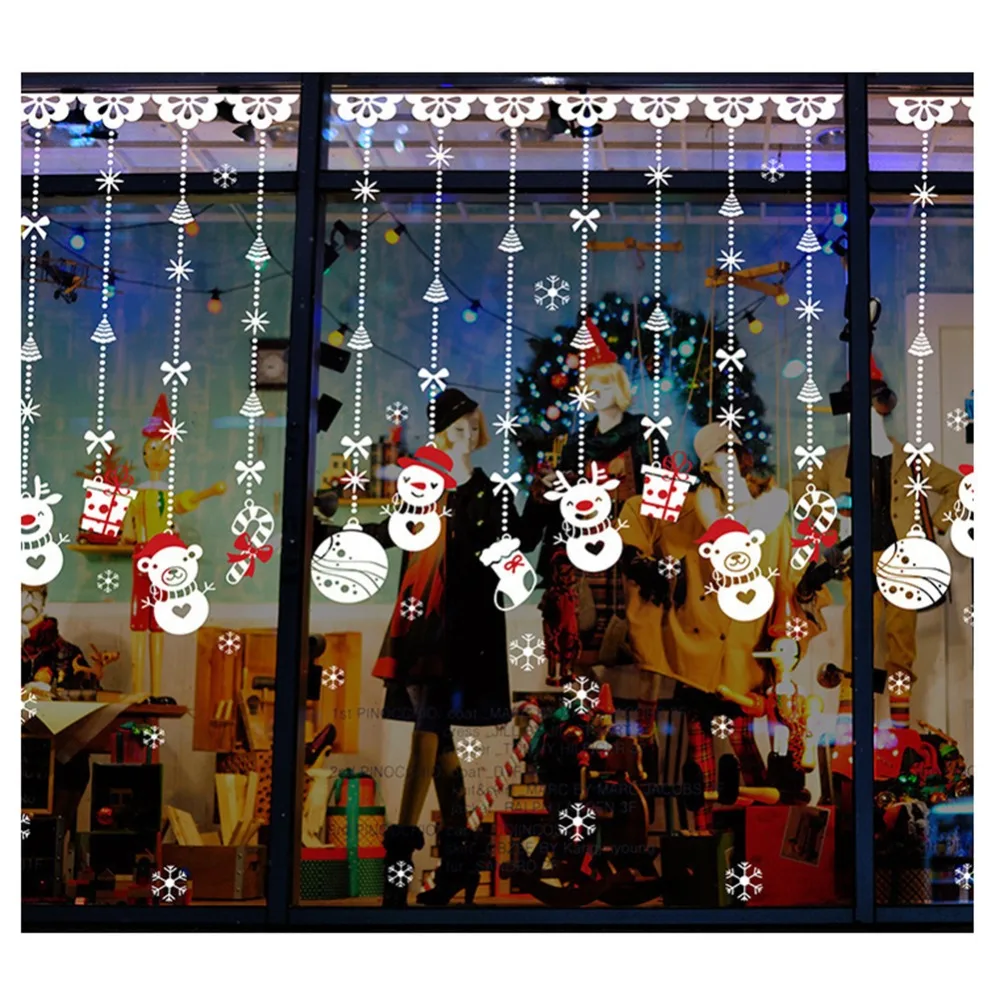 Рождественские оконные рождественские наклейки на стену Санта рождественские украшения для домашнего магазина витрина стекло окна двери Декор стикер Navidad