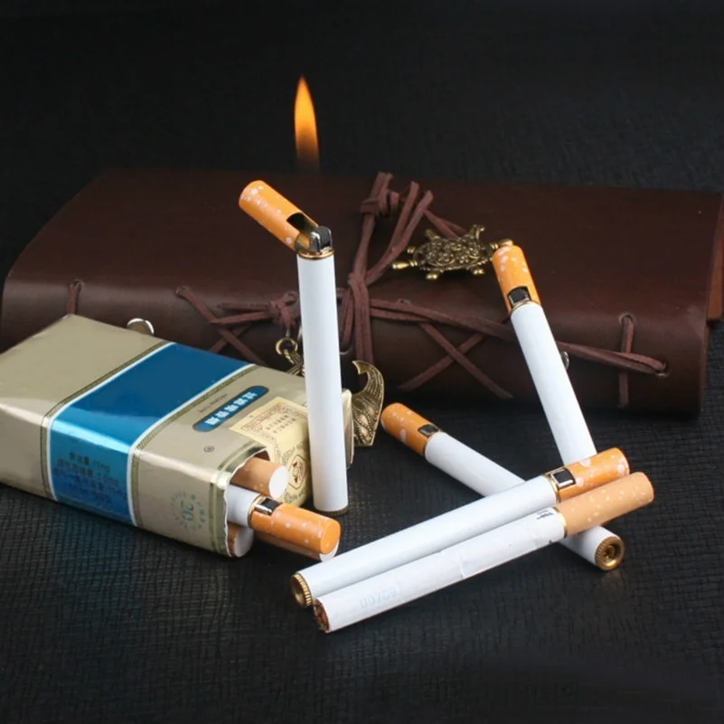 

1pc Refillable Butane Gas Jet Flame Lighter Cigarette Shaped Windproof Men Gift for Birthday Hen Bachelorette Party Decorations