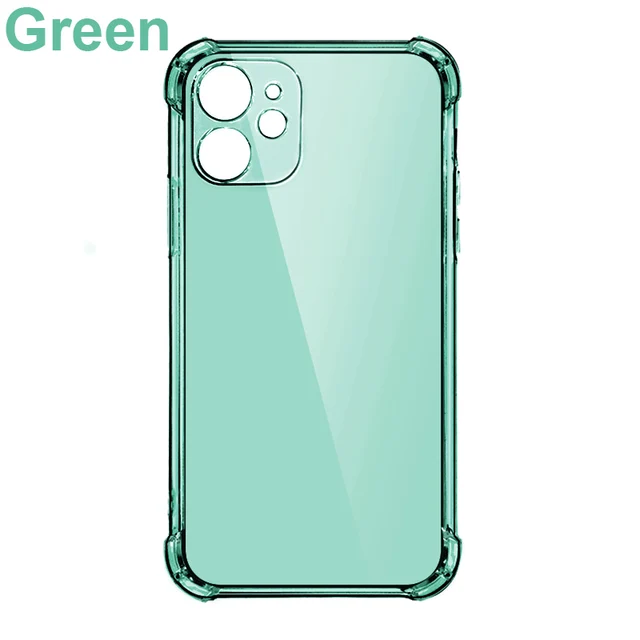 Thick Shockproof Silicone Phone Case on For iPhone 13 12 11 Pro Xs Max Camera Protection Case iPhone X Xr 6s 7 8 Plus Back Cover Green