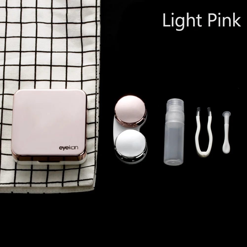 1 шт. ABS чехол для контактных линз с зеркалом для женщин, цветная коробка для контактных линз, контейнер для контактных линз, милый дорожный набор, коробка - Цвет: Style 1- Light pink