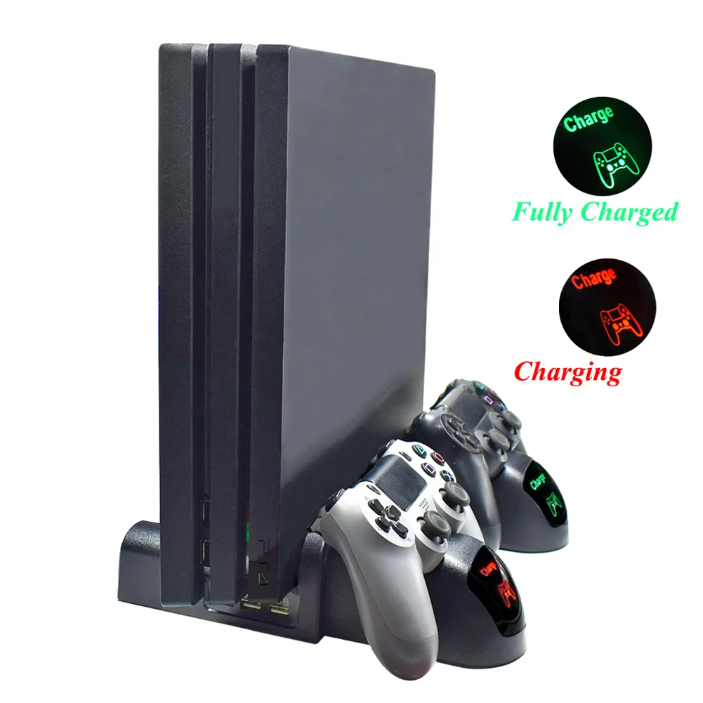Вертикальный охлаждающая подставка совместимый для PS4/PS4 тонкий/PS4 Pro Зарядное устройство с светодиодный индикаторы IJS998