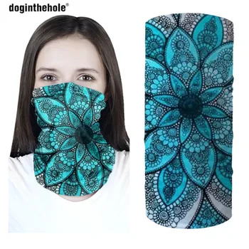 

Doginthehole Fashion Ladies Head Scarf 3D Bohemian Flower Print UV Protection Women's Scarves Windproof Face Mask for Girl