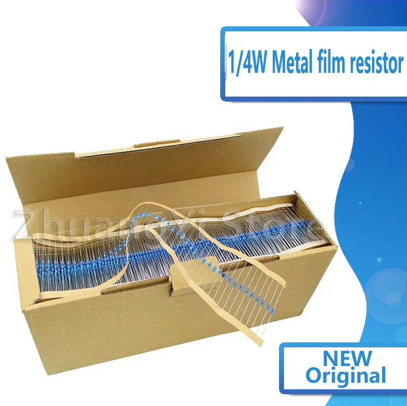 

100pcs/lot 1/4W 1% Metal film resistor 1R~1M 100R 220R 330R 1K 1.5K 2.2K 3.3K 4.7K 10K 22K 47K 100K 100 220 330 1K5 2K2 3K3 4K7