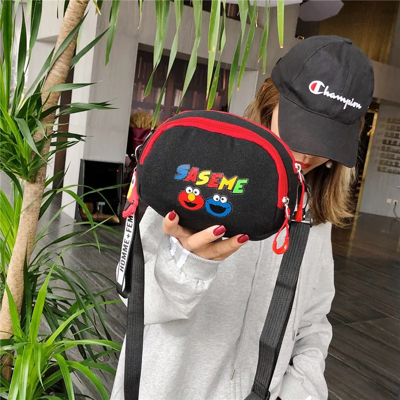 Улица Сезам женская сумка Летний Стиль Одиночная сумка тканевая через плечо Женская Мягкая универсальная сумка для девочек горячая распродажа