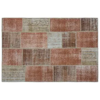 

Handmade Brown Vintage Overdyed Patchwork Area Rug 120x180 Cm-3'11''X5'11''
