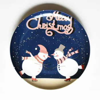 

8-inch Ceramic Cartoon Hand-painted Steak Dinner Plate Fruit Dish Bone China Western Dinner Plate Christmas Newyear Gift