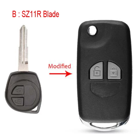 2B складной пульт дистанционного ключа чехол пустой брелок для Suzuki Grand Vitara Swift Ignis SX4 Liana Alto HU133R/SZ11R/TOY43 лезвие - Цвет: B Model