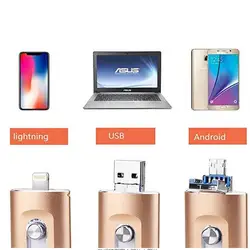 3 в 1 OTG USB флэш-накопитель 32 GB/64 GB/128 ГБ флэш-накопитель металлический флэш-накопитель 256 ГБ для iPhone X/8/7/6 Plus USB флэш-накопитель