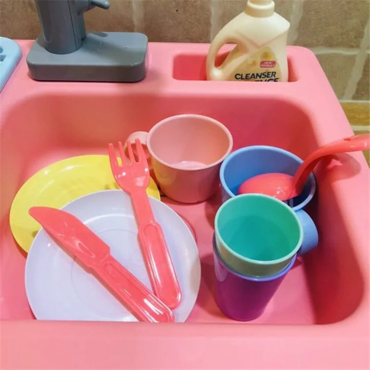 

Children Play House Model Wash Dishes Toy Electric Automatic Cycle Sink Washing Basin Kitchen Toy Set