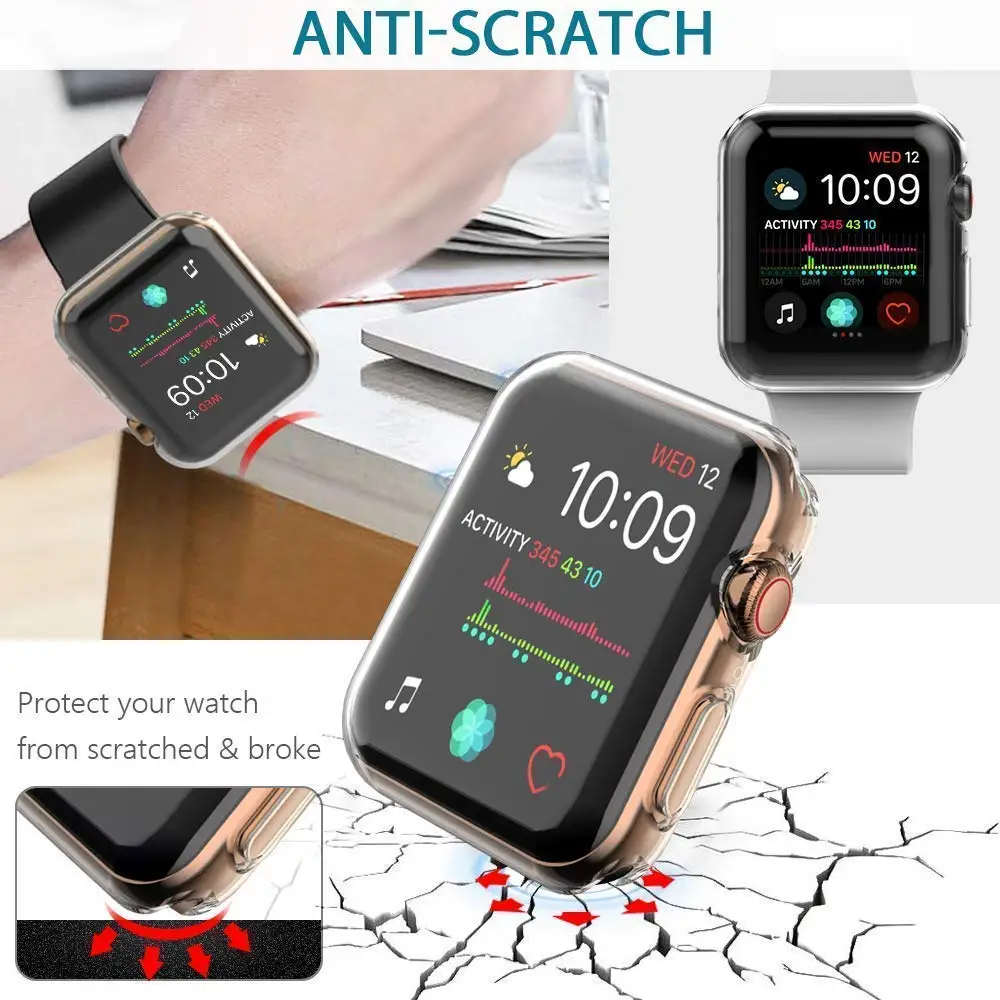 Защитный чехол для Apple Watch Series 6 SE 4 5 40 мм 44 протектор с полным покрытием Корпус iWatch 3