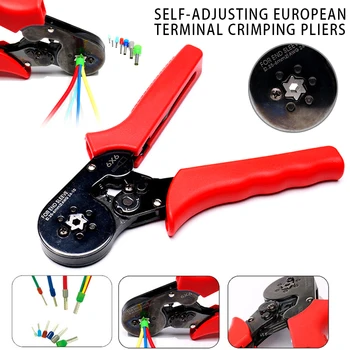 

Crimping Pliers 0.25-6mm AWG 24-10 Self-adjusting European Hexagonal Terminal Crimping Pliers Crimp Hand Tools S7