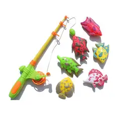 Креативный набор магнитных игрушек для рыбалки, 7 шт., развивающий набор для маленьких мальчиков и девочек, 1 полюс, 6 магнитных рыб