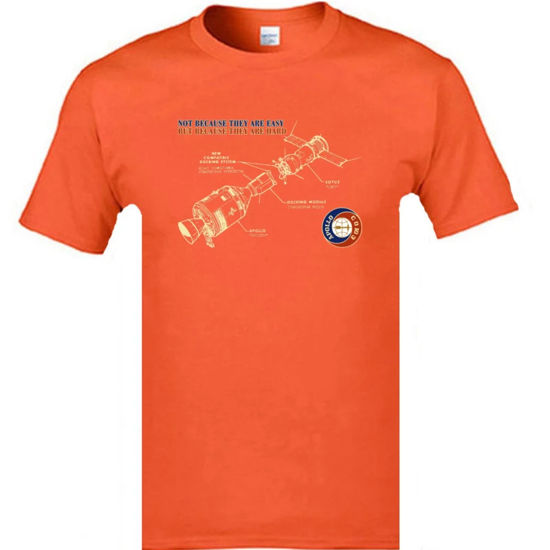 Apollo_Soyuz_2284 Fashionable Leisure T Shirt Round Neck Cotton Short Sleeve Tops Shirts for Men Top T-shirts Summer/Autumn Apollo_Soyuz_2284 orange