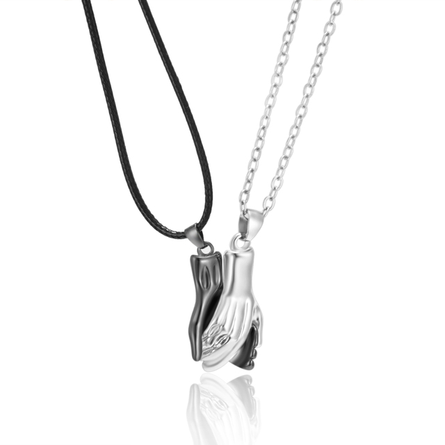 Punk Heart Pendant Couple Necklace Lover Distance Faceted Magnetic Necklace for Women Promise Wedding Valentine's Day Gift