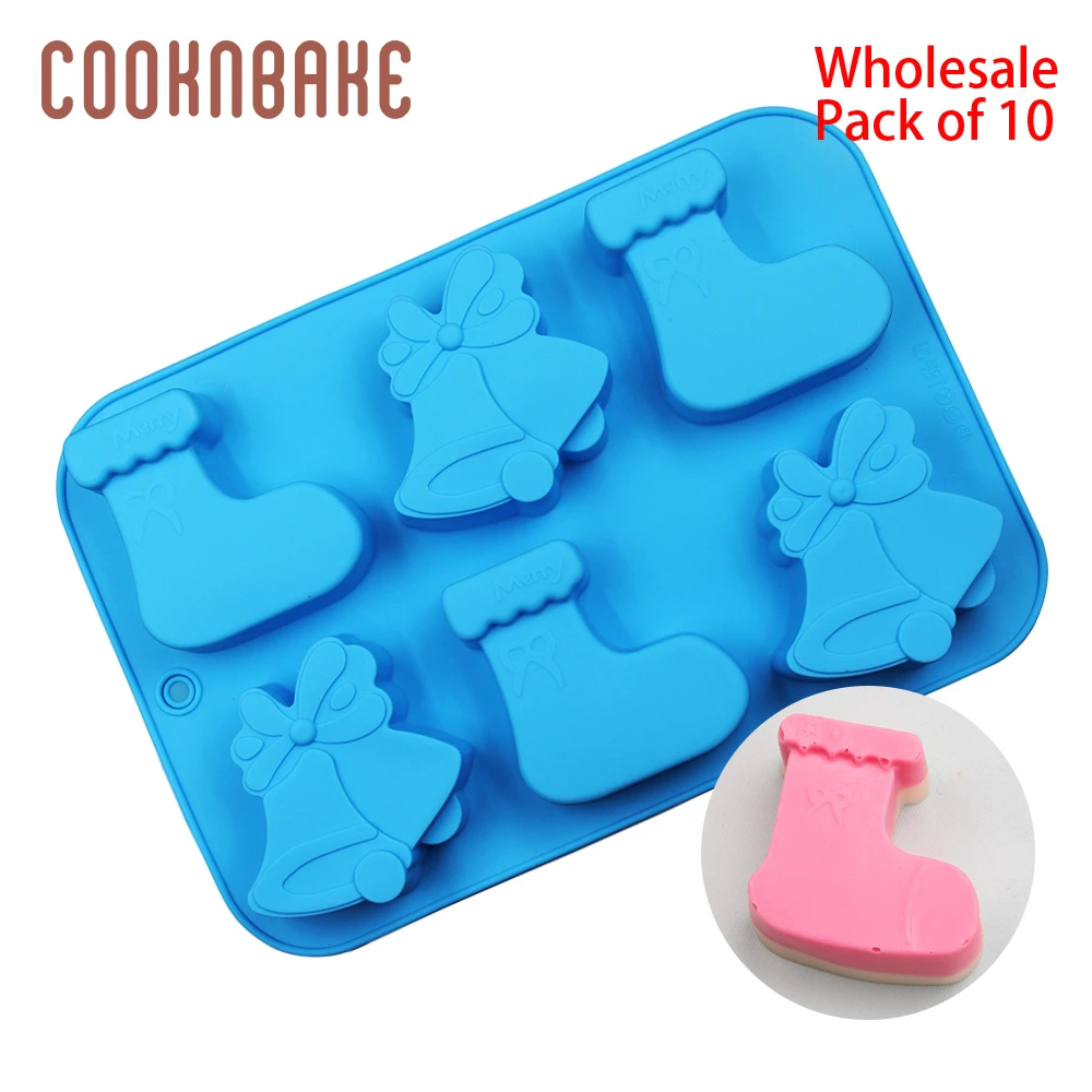 CDSM-678 COOKNBAKE,, Рождественская силиконовая форма для торта, мыла, Санты, гипса, смолы, форма для конфет, шоколада, украшения торта, упаковка из 10 штук - Цвет: CDSM-678