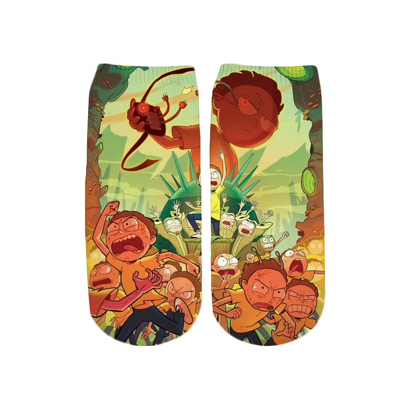 PLstar Cosmos/Новинка года; милые короткие носки с 3D принтом с героями мультфильмов Rick and Morty для мужчин и женщин; корейские носки в стиле Харадзюку; WZ777 - Цвет: color as the picture