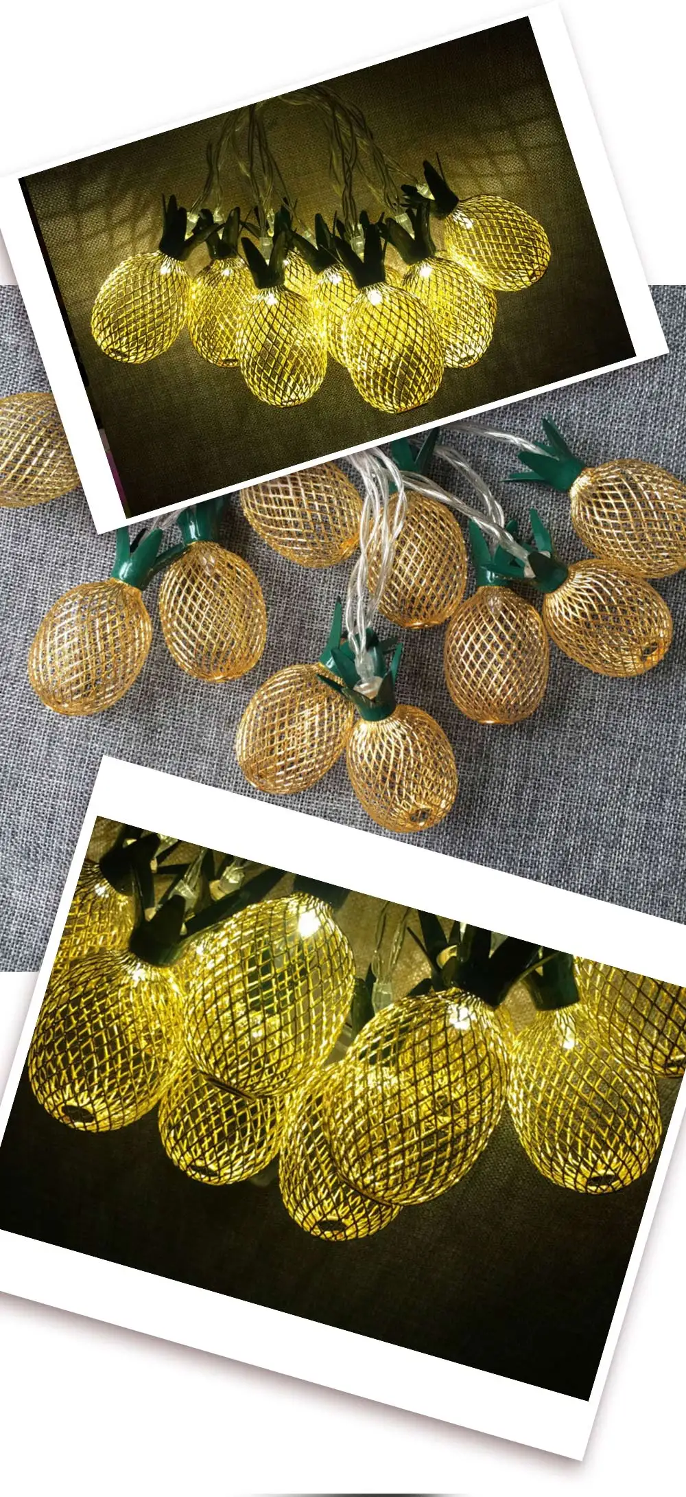 Iron Golden Pineapple LED String Lights Home Decor Light
