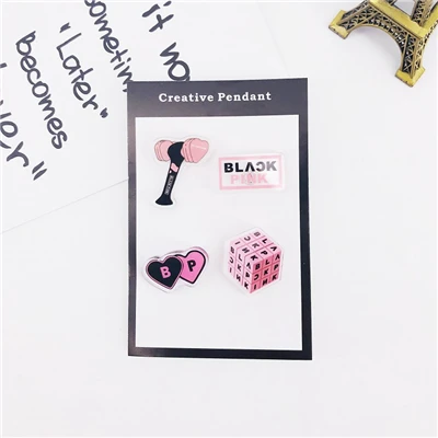 Kpop брошь, значок на булавке, модное ювелирное изделие Kpop Bangtan Boys BLACKPINK TWICE EXO GOT7 WANNA ONE SEVENTEEN LOGO, эмалированная брошь, подарок для - Цвет: BLACK PINK